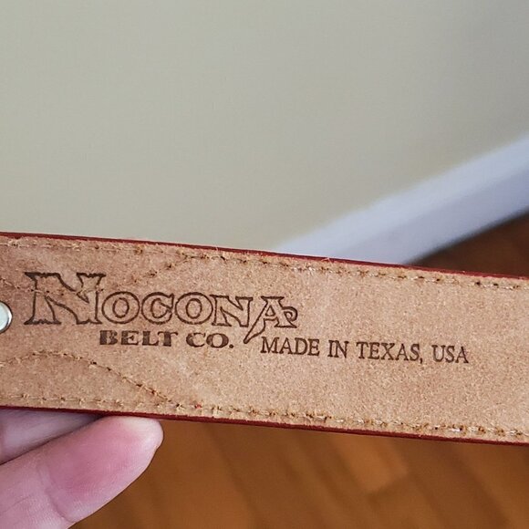 Nocona Belt Company Vintage Red Silver Leather Western Belt 387 Size 30